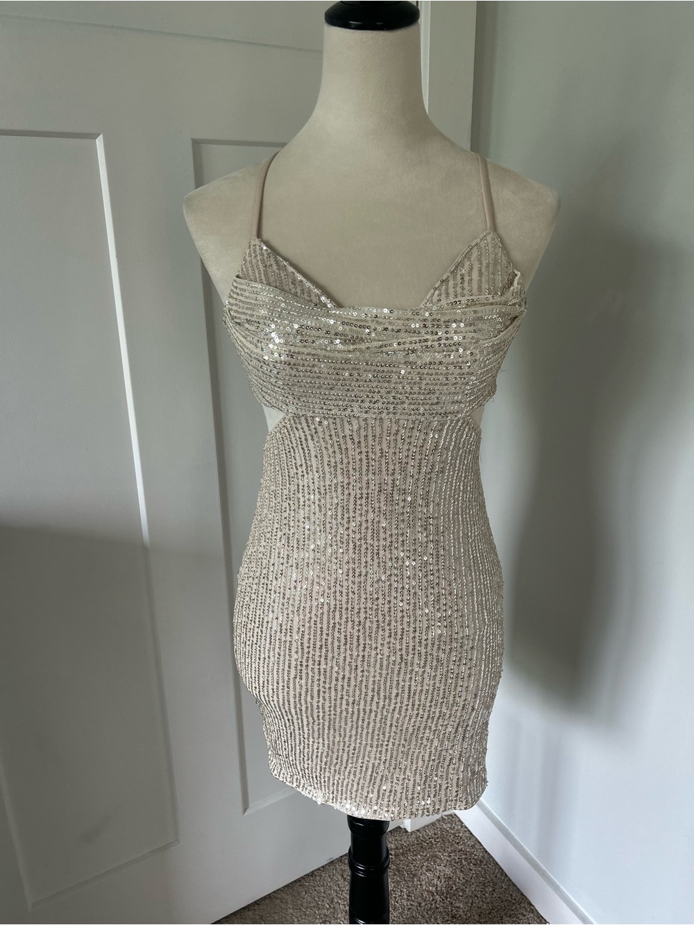 Hello Molly Champagne Sequin Mini Dress